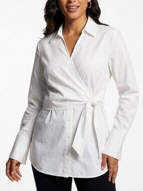 Project Runway Avant-Garde Structural Wrap Button Down Shirt White XXL